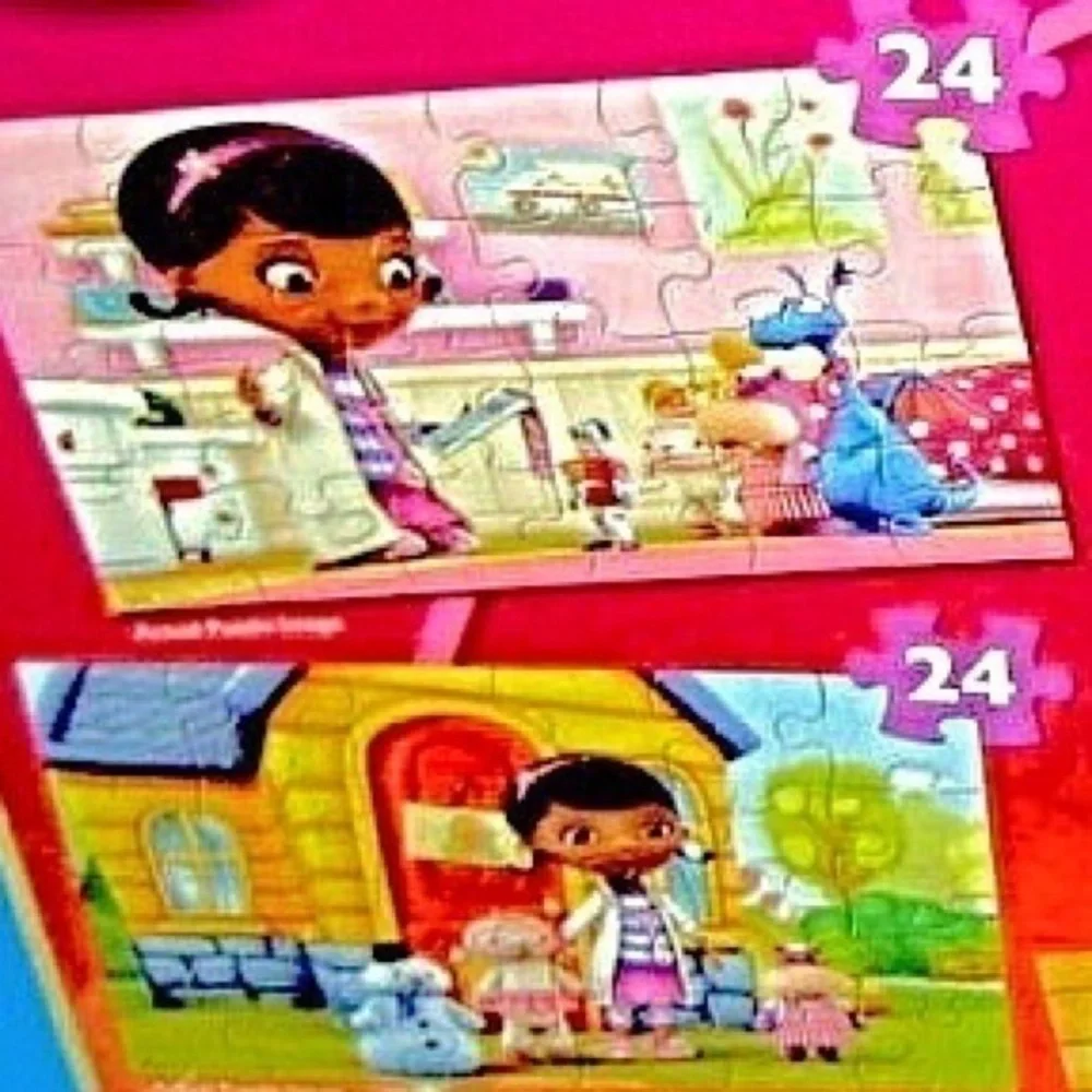 8 PUZZLES! - 24 PC EACH - w/ WOOD STORAGE BOX!